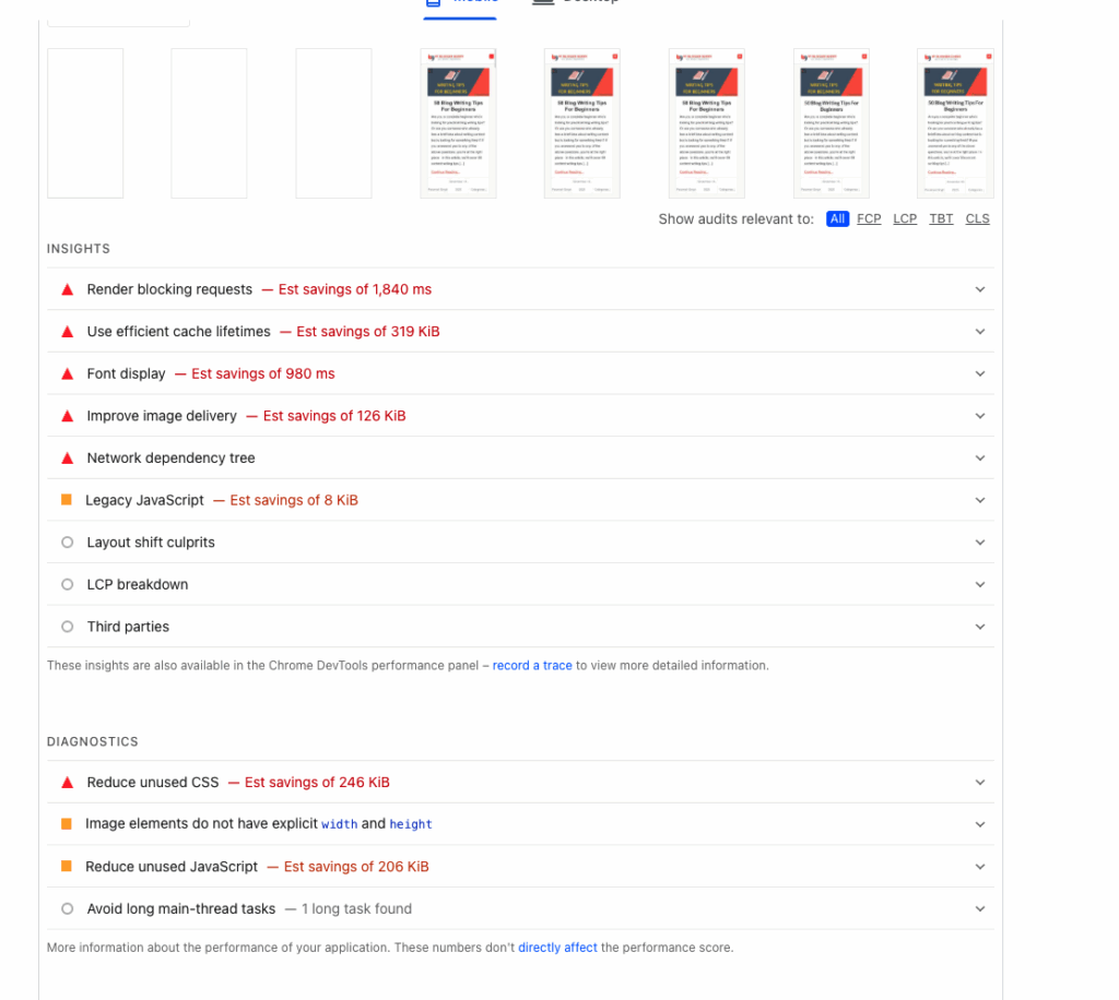 fix pagespeed insight errors