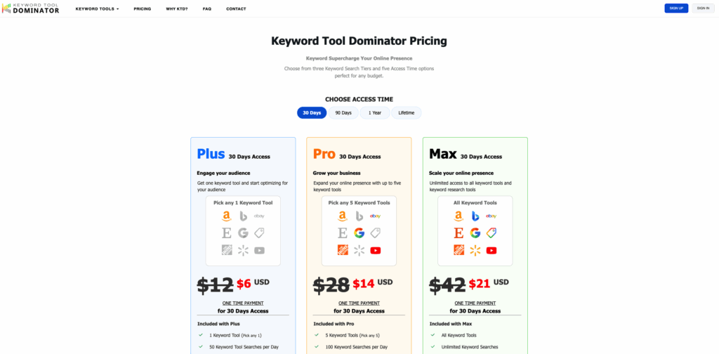keyword tool dominator pricing
