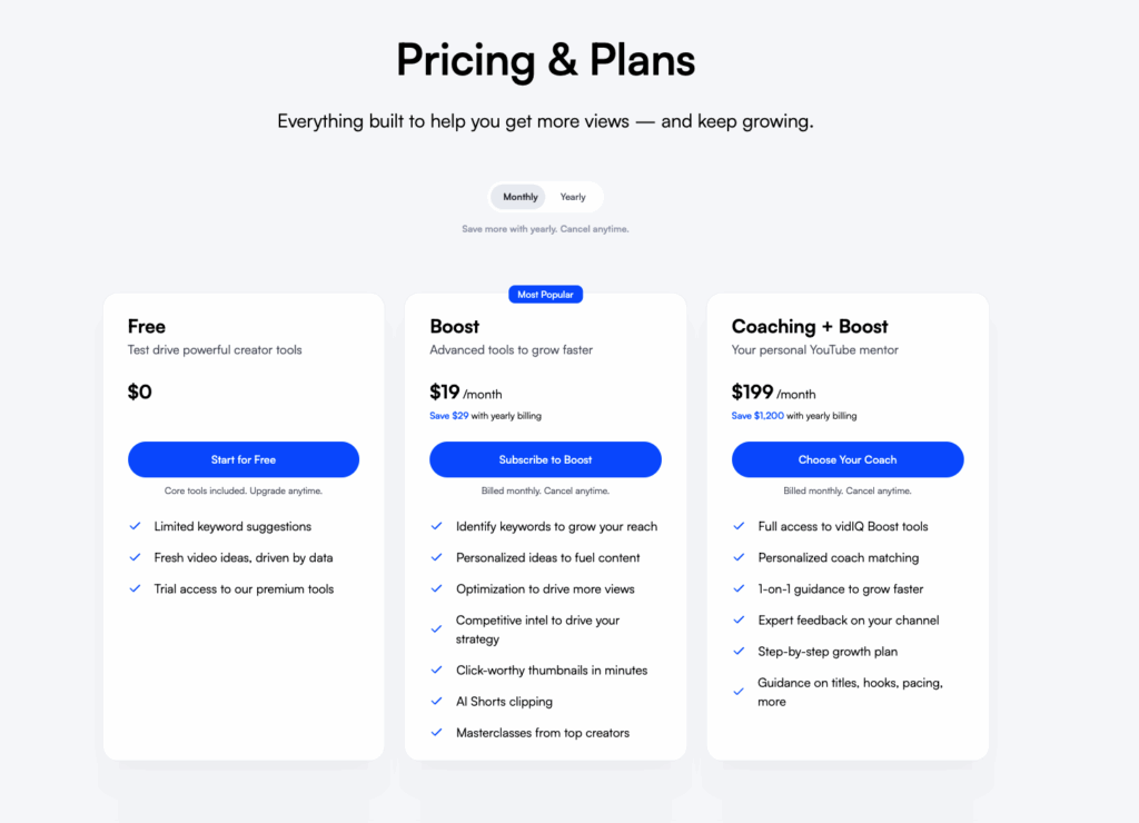 vidiq pricing